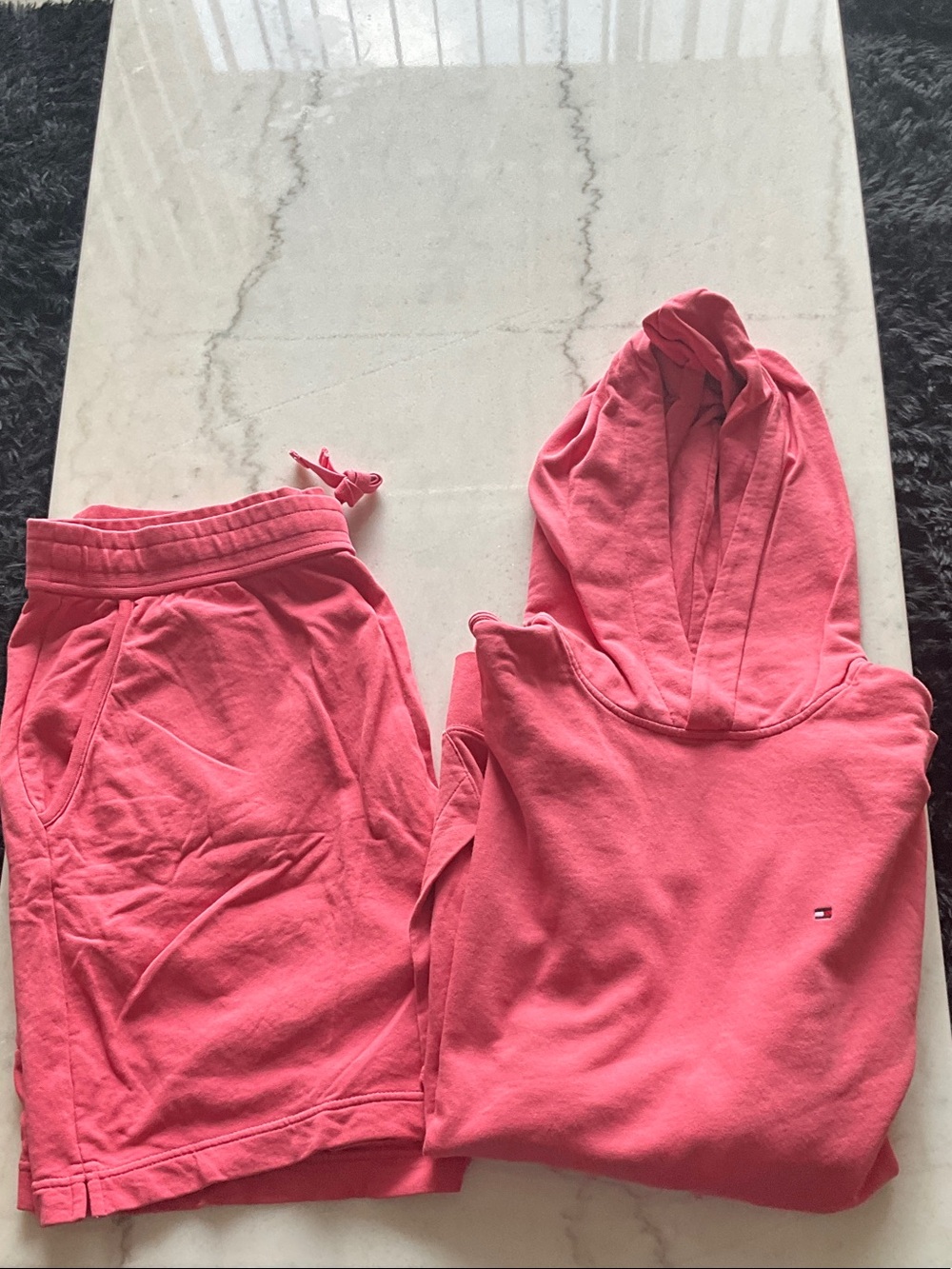 Tommy Hilfiger Coral Pink Hoodie & Shorts Loungewear Set